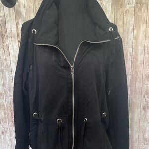 Ruby Rd Black Utility‎ Jacket with Stand-Up Collar and Adjustable Waist